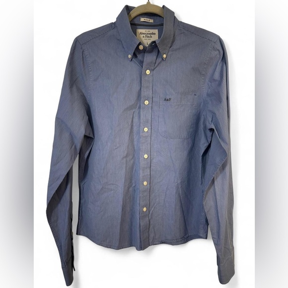 Abercrombie & Fitch Men’s Casual Button Down Blue Shirt size L - Picture 3 of 6
